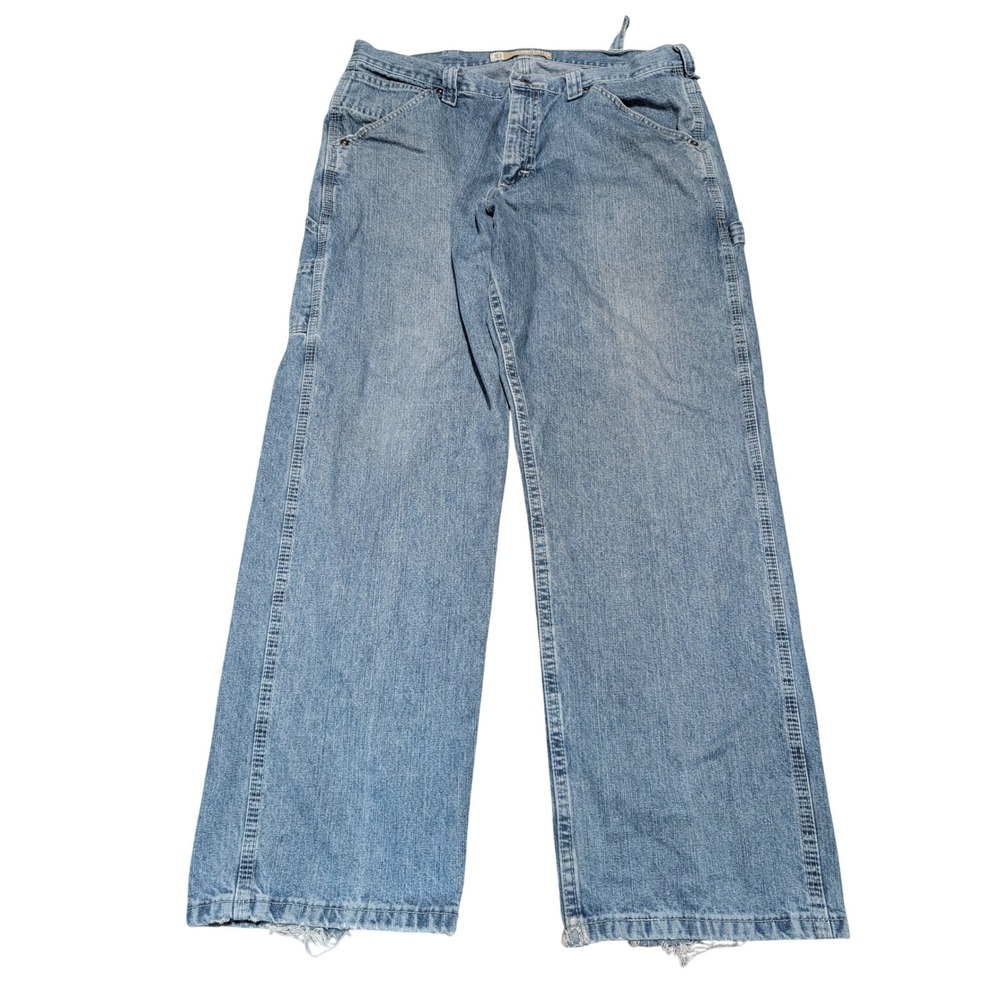 Lee Carpenter Jeans Mens 36x30 Blue Dungarees Relaxed Straight Utility Workwear